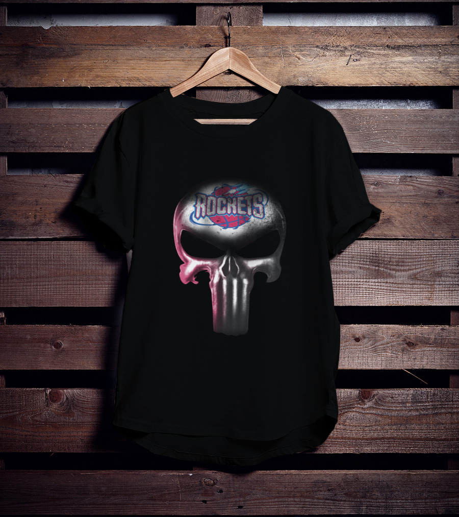 Houston Rockets Punisher Skull Logo Crossover For Fans T-Shirt