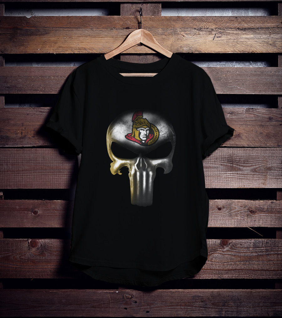 Ottawa Senators Punisher Skull Logo Fan Mashup T-Shirt