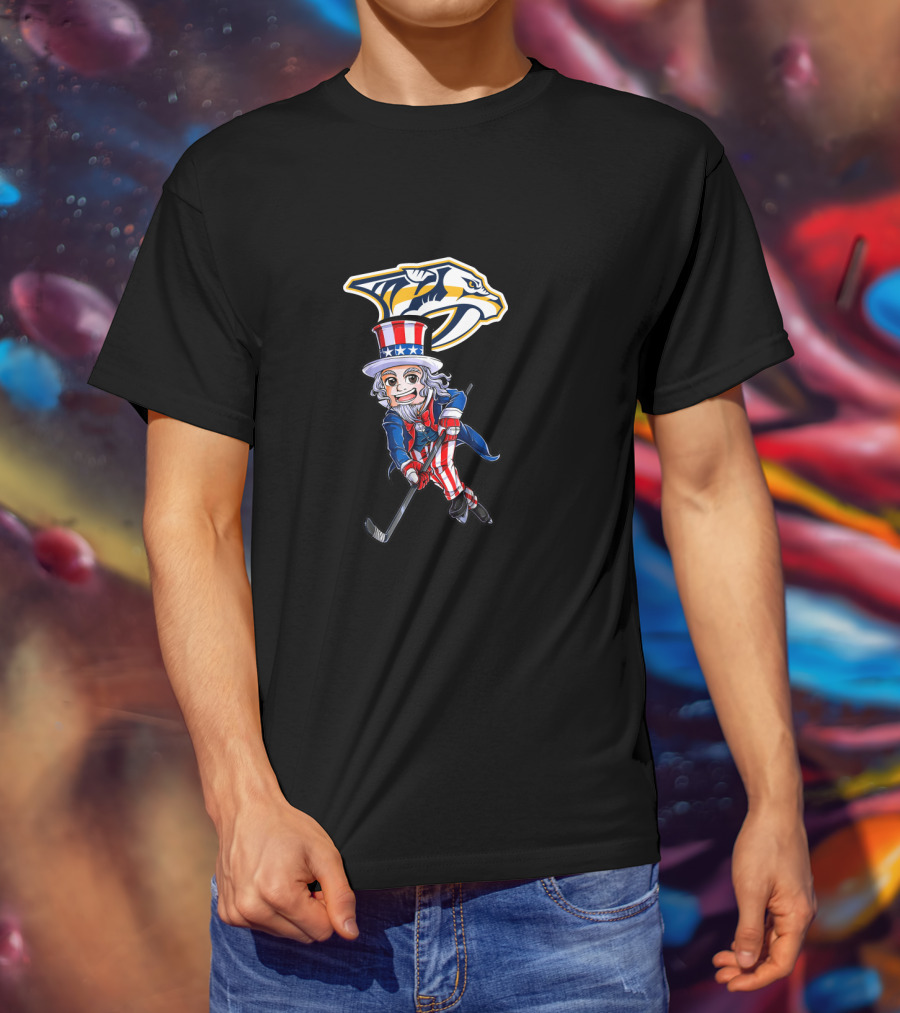 Uncle Sam Hockey With Nashville Predators For 4Th Of July Fans T-Shirt