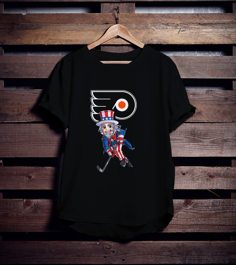 Uncle Sam Hockey Philadelphia Flyers 4Th July Fan Patriotic Ice Sports Logan T-Shirt