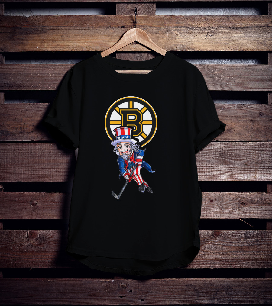 Uncle Sam Boston Bruins Hockey Patriotic 4Th Of July Fans T-Shirt