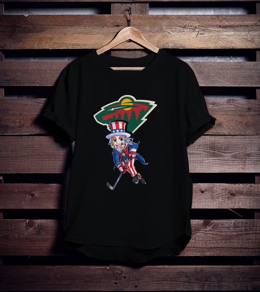 Uncle Sam Hockey With Minnesota Wild For 4Th Of July T-Shirt
