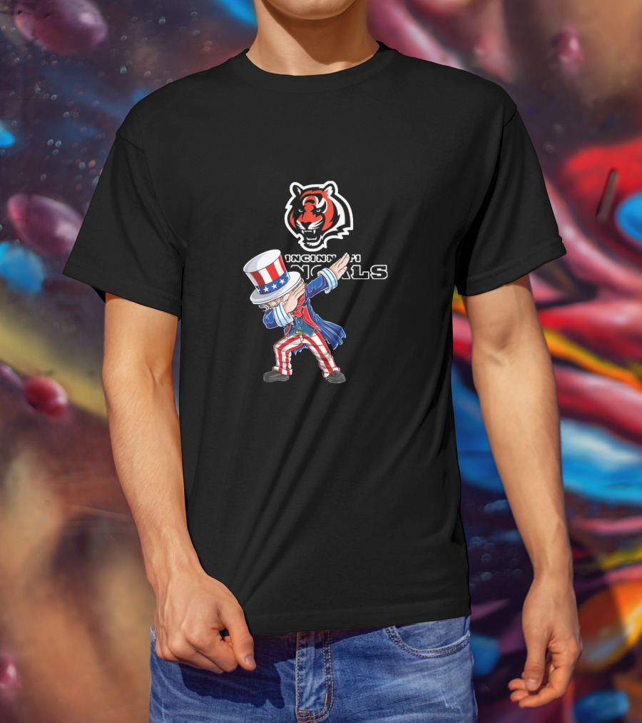 Uncle Sam Dabbing Cincinnati Bengals 4Th Of July Celebration T-Shirt