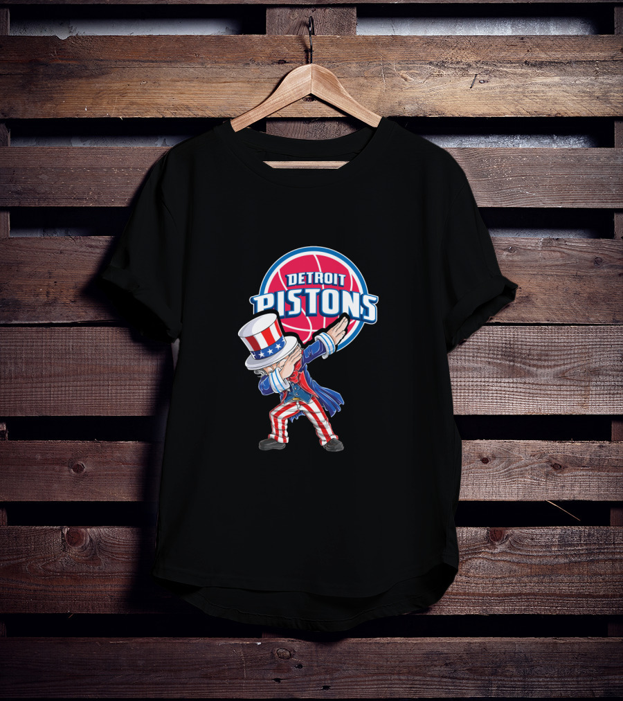 Uncle Sam Dabbing Detroit Pistons 4Th July Basketball Celebration T-Shirt