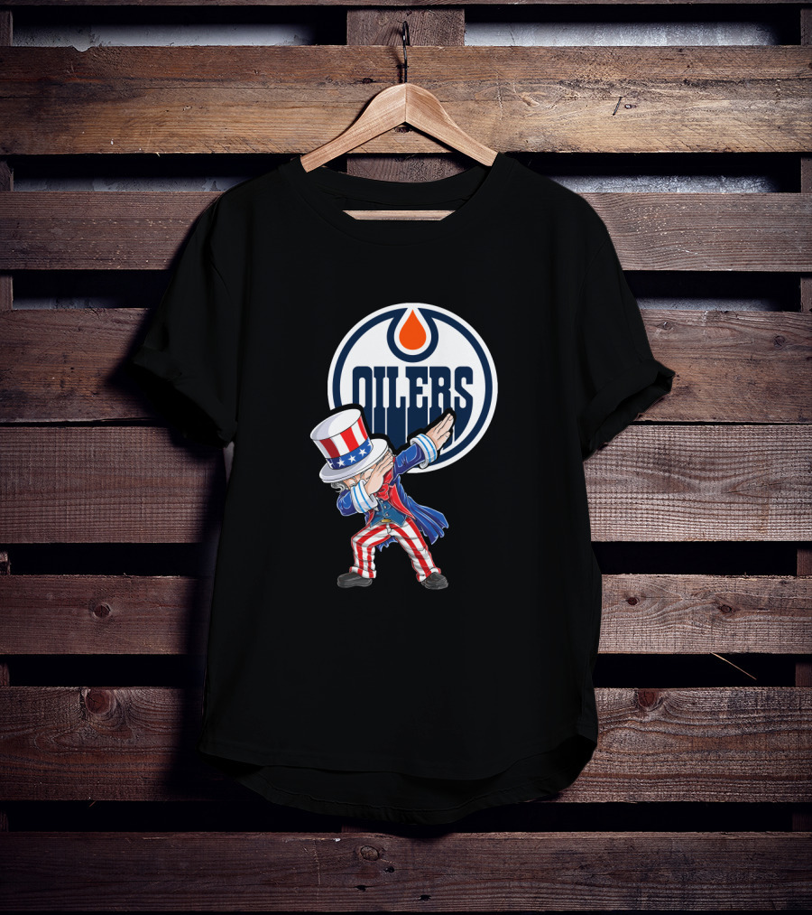 Edmonton Oilers Uncle Sam Dabbing With Logo On 4Th Of July T-Shirt