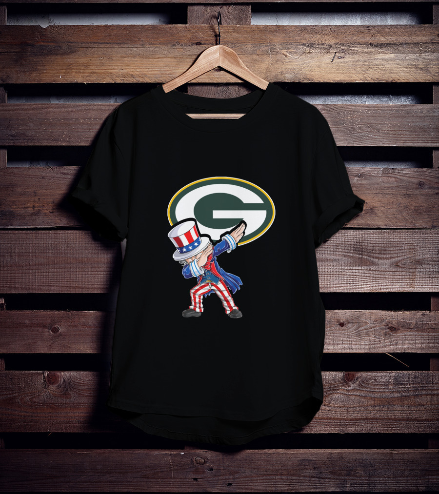 Uncle Sam Dabbing Green Bay Packers Nfl 4Th Of July T-Shirt