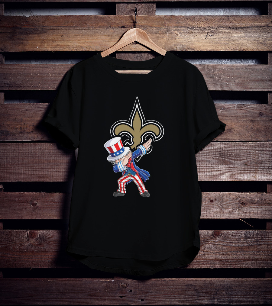 Uncle Sam Dabbing With New Orleans Saints Fleur-De-Lis For 4Th Of July Celebration T-Shirt