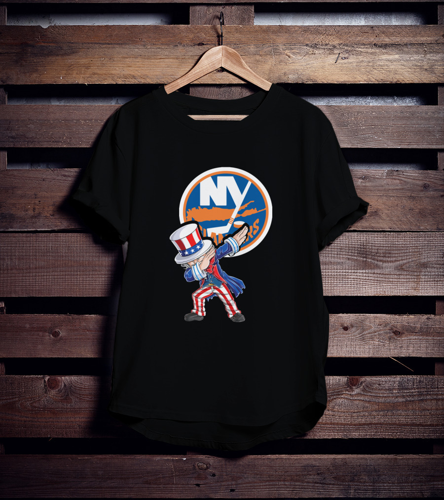 Uncle Sam Dabbing In Front Of New York Islanders Logo For 4Th Of July T-Shirt