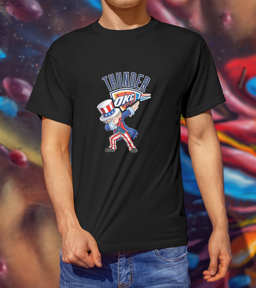 Thunder Okc Uncle Sam Dabbing 4Th Of July T-Shirt