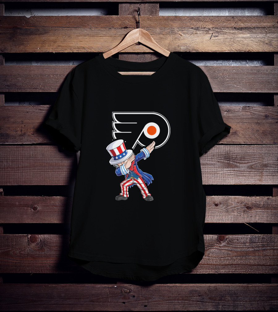 Uncle Sam Dabbing Philadelphia Flyers 4Th Of July Celebration T-Shirt