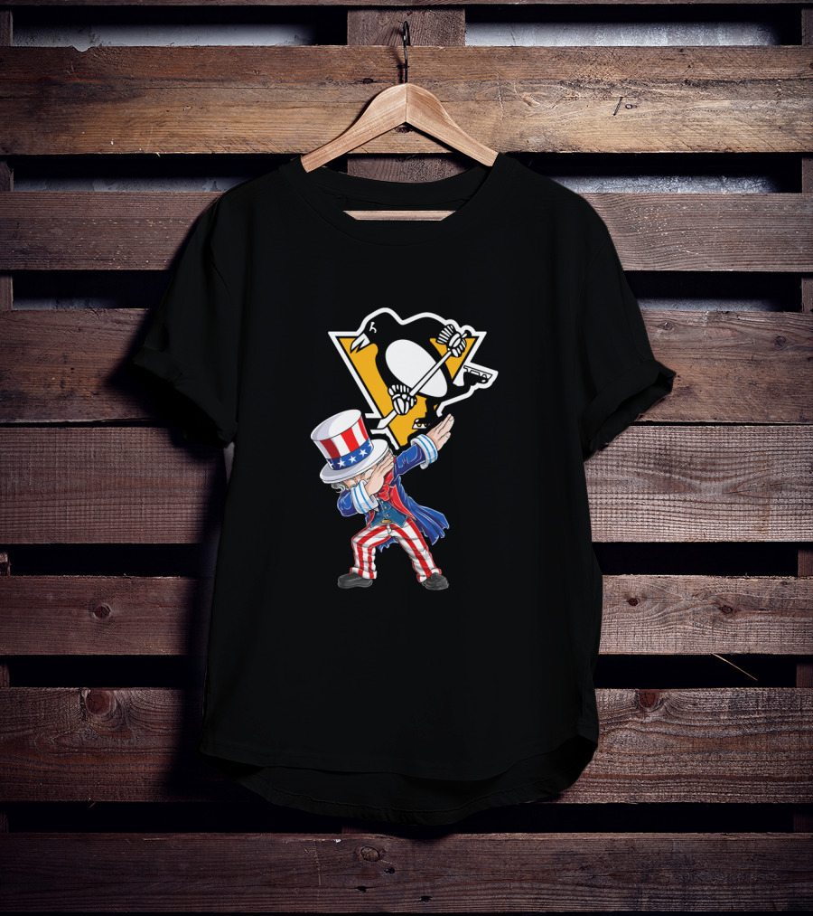 Uncle Sam Dabbing Pittsburgh Penguins 4Th Of July Celebration T-Shirt