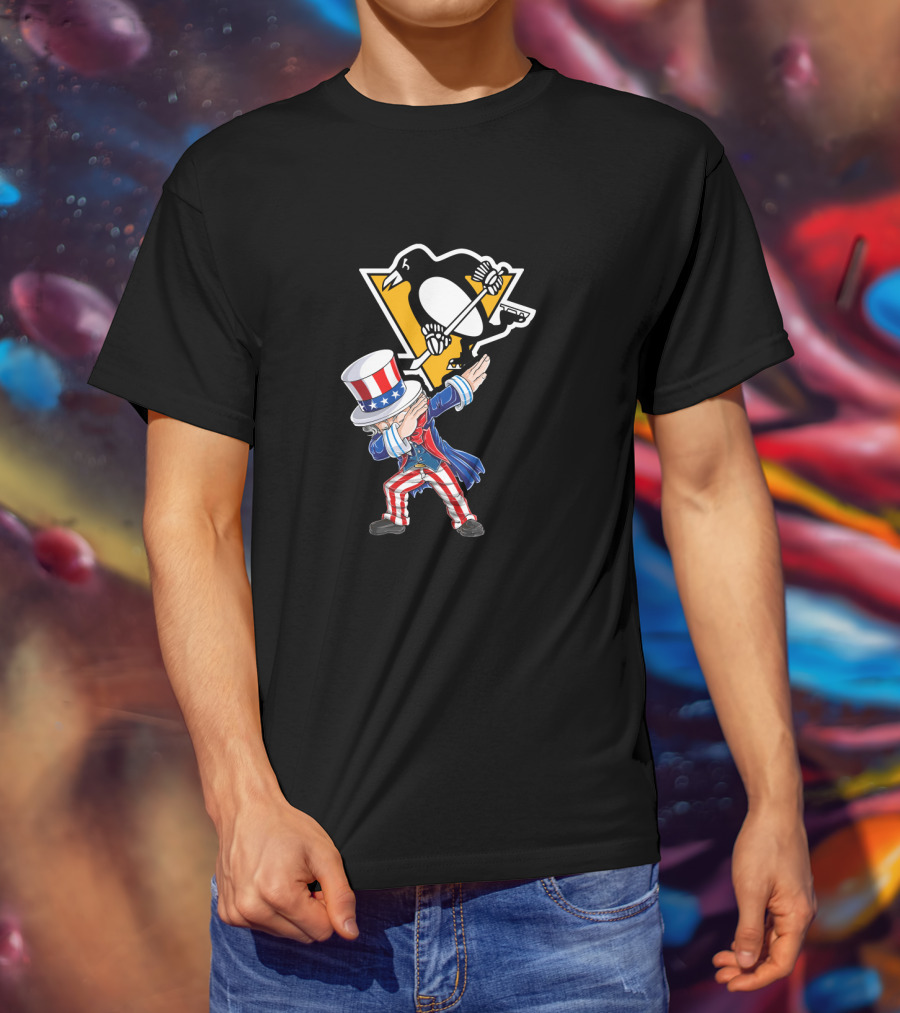 Uncle Sam Dabbing Pittsburgh Penguins 4Th Of July Celebration T-Shirt