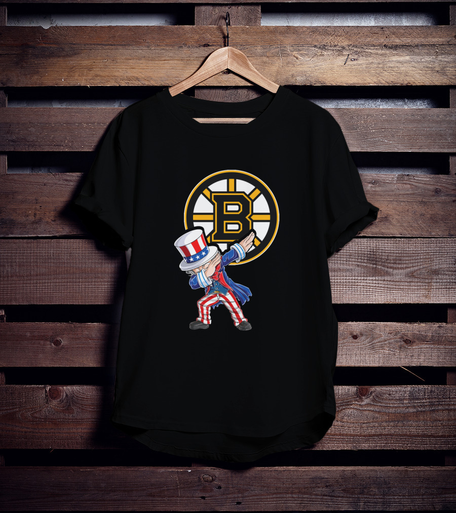 Uncle Sam Dabbing Boston Bruins 4Th Of July Fan Celebration T-Shirt
