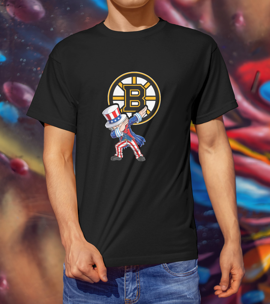 Uncle Sam Dabbing Boston Bruins 4Th Of July Fan Celebration T-Shirt