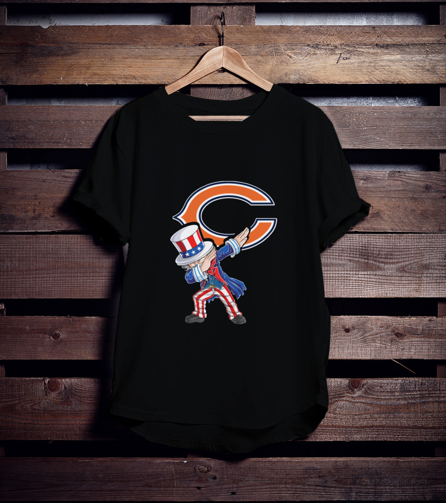 Uncle Sam Dabbing Chicago Bears Fans 4Th July Celebration Iconic Patriotic Sports T-Shirt