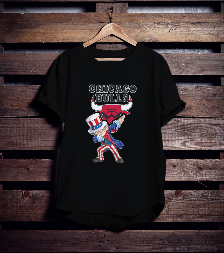 Uncle Sam Dabbing With Chicago Bulls Logo For 4Th Of July Celebrations T-Shirt