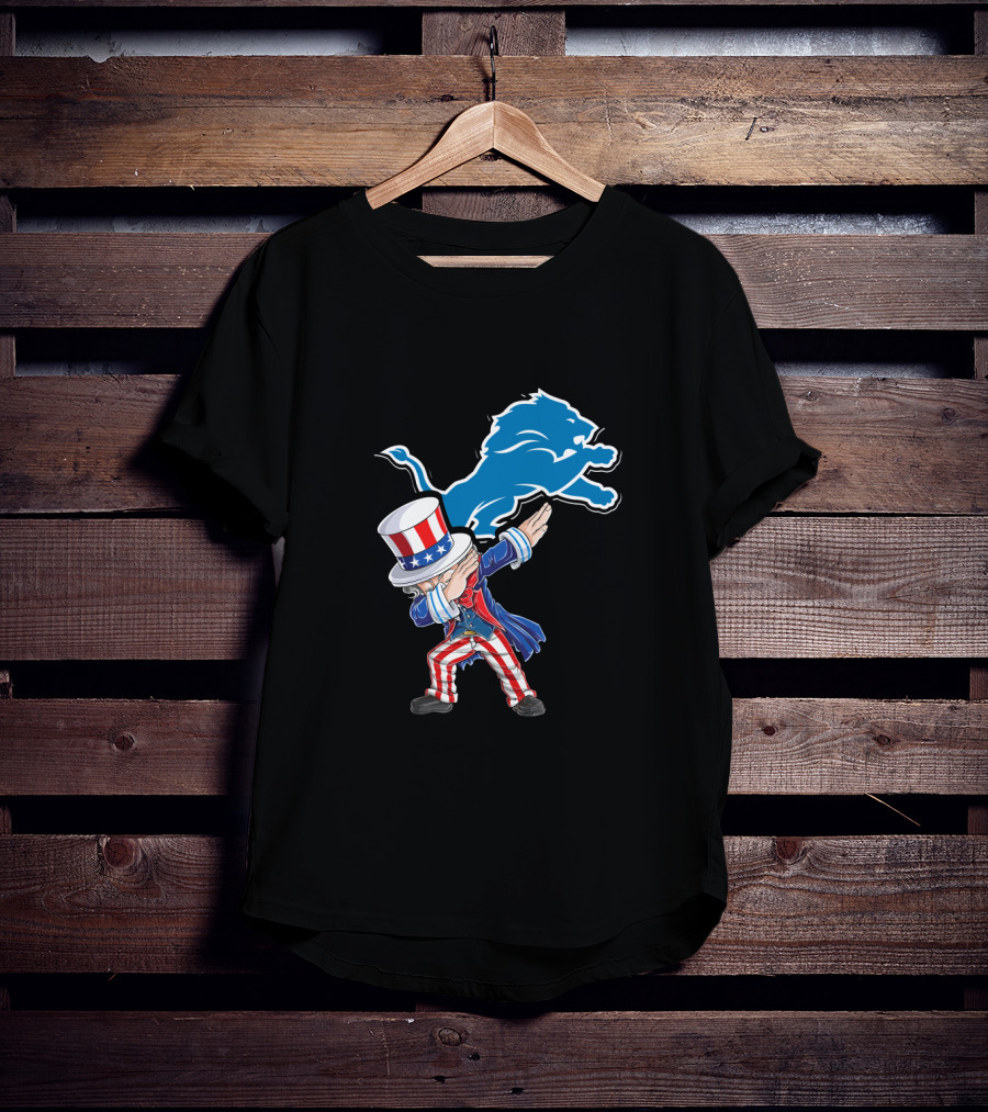 Uncle Sam Dabbing Detroit Lions 4Th Of July Fans T-Shirt