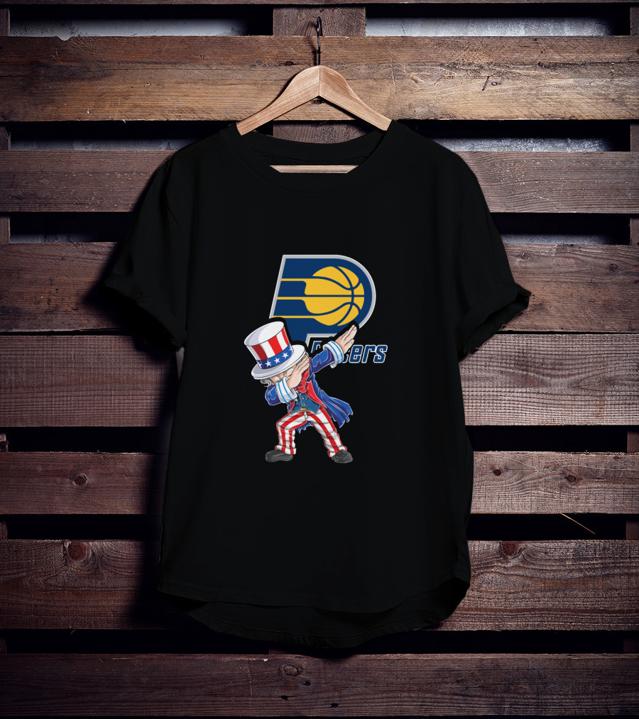 Uncle Sam Dabbing Indiana Pacers Logo 4Th Of July Fans T-Shirt