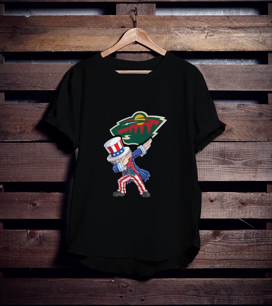 Uncle Sam Dabbing Celebrates Independence Day With Minnesota Wild Hockey Fans T-Shirt
