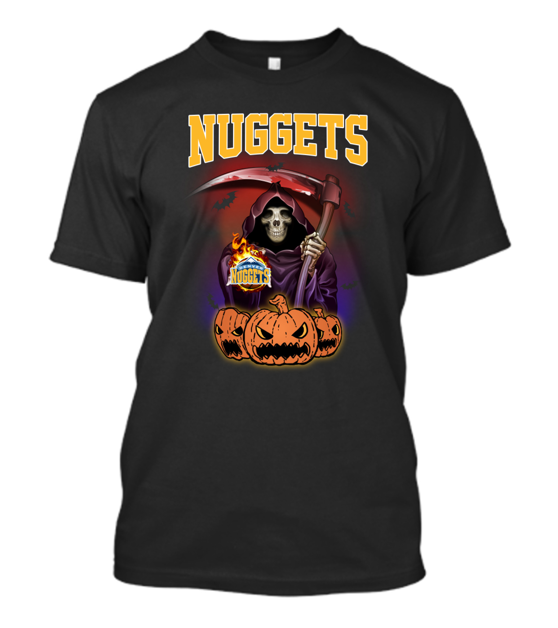 Nuggets Grim Reaper With Scythe And Pumpkins Halloween T-Shirt