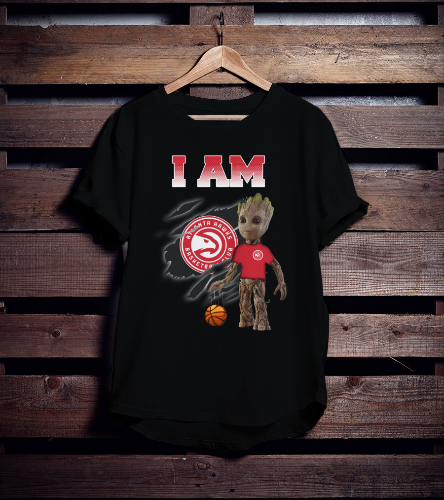 I Am Atlanta Hawks Basketball Groot Holding Basketball T-Shirt