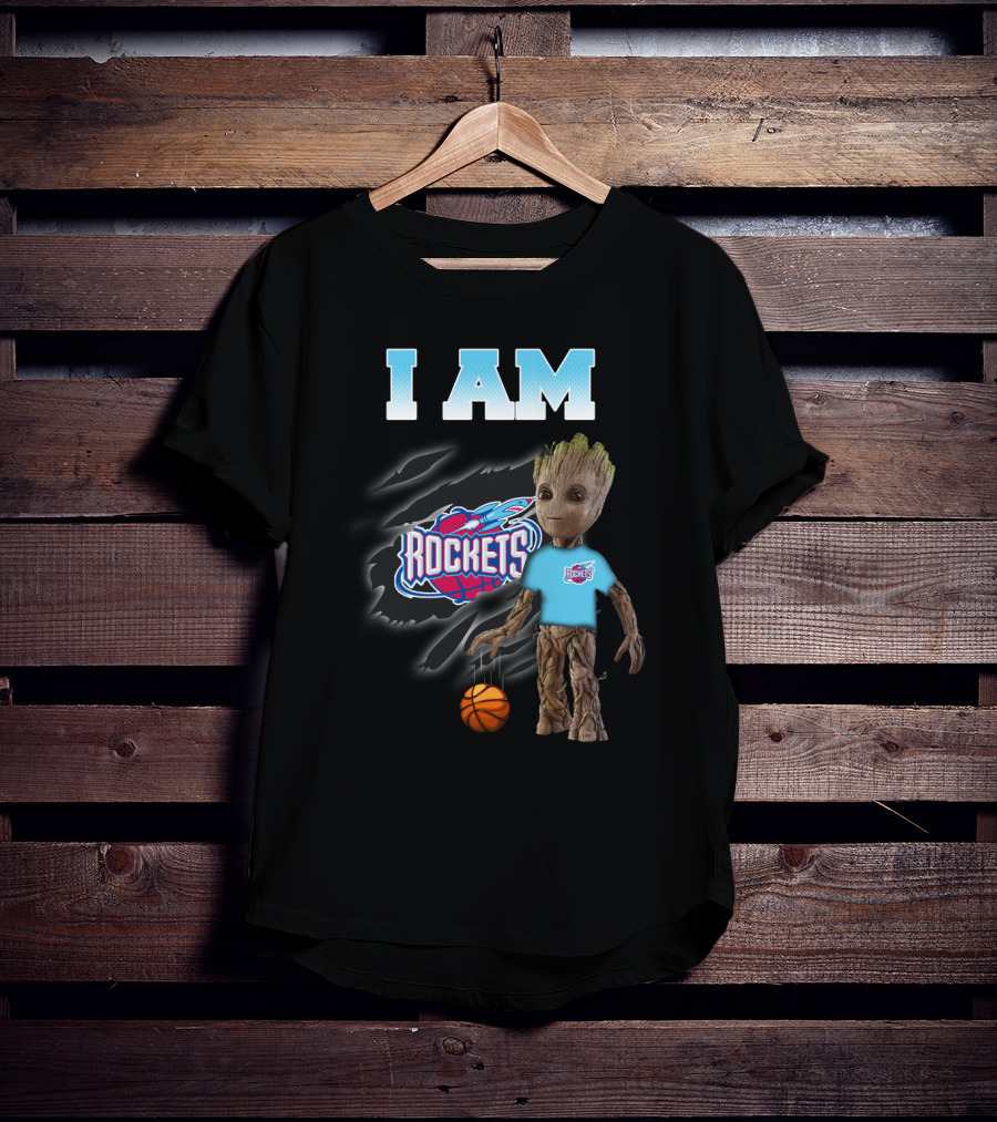 I Am Rockets Groot With Basketball Fan Gear T-Shirt