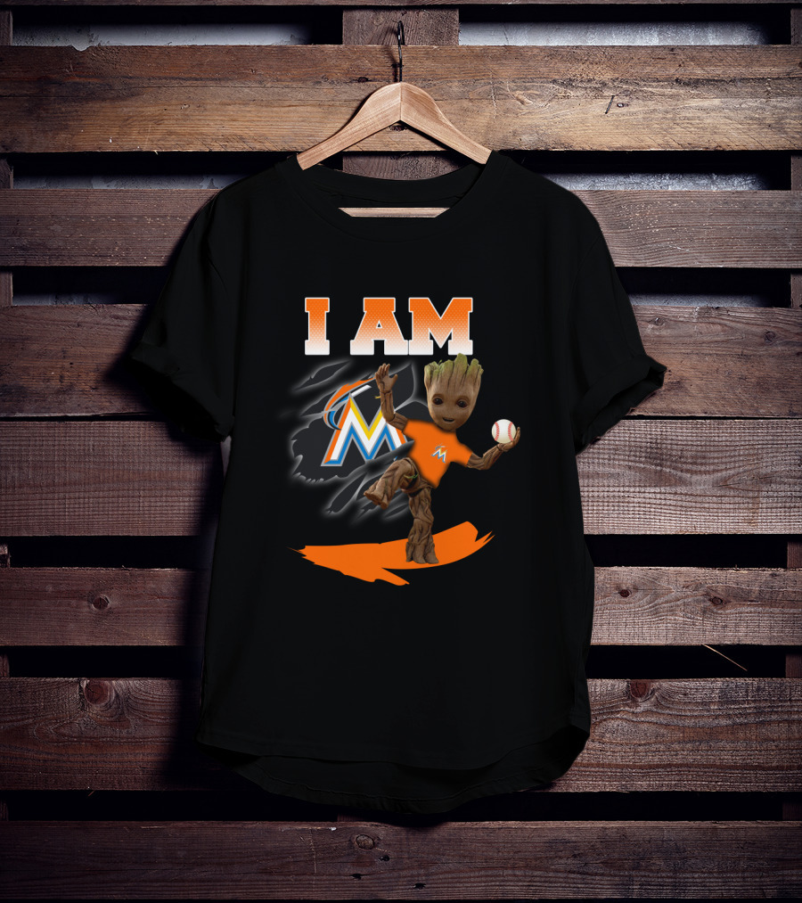 I Am Miami Marlins Groot Baseball Fan Character T-Shirt