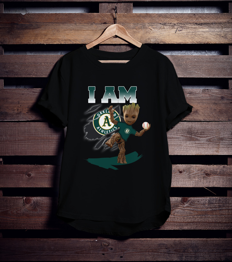 I Am Oakland Athletics Groot Baseball Fan T-Shirt
