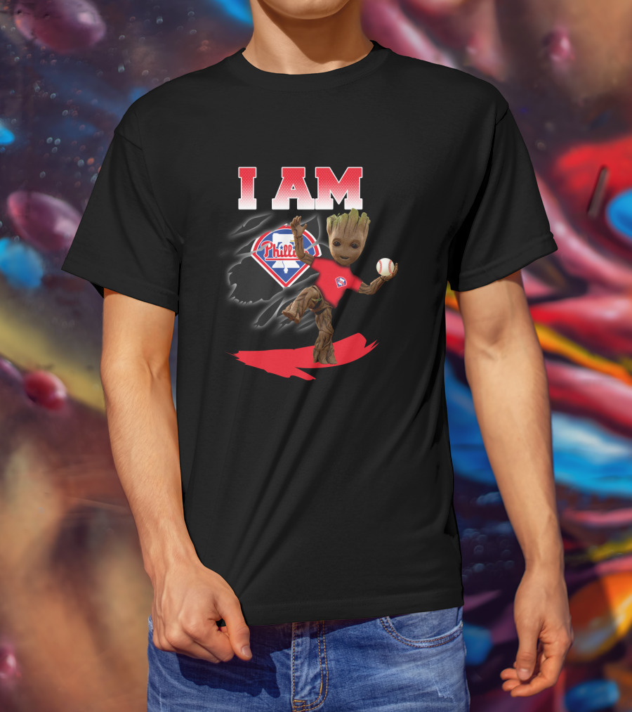 I Am Philadelphia Phillies Groot Baseball Fan T-Shirt
