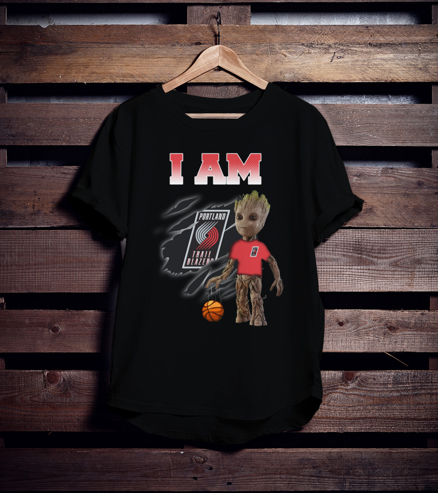 I Am Portland Trail Blazers Groot Basketball Fan T-Shirt