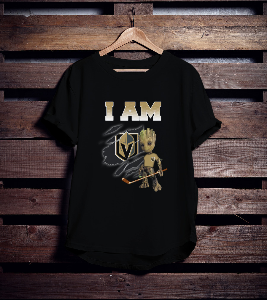I Am Vegas Golden Knights Groot Hockey Fan T-Shirt