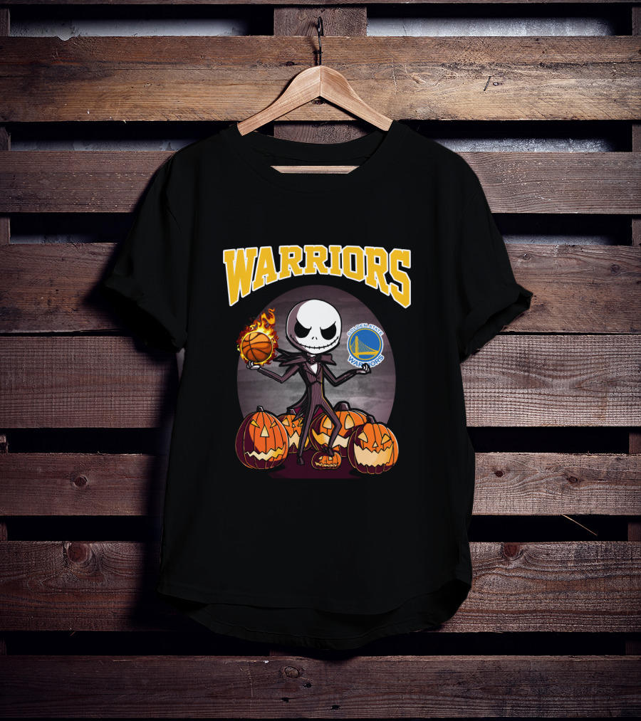 Golden State Warriors Halloween Jack Skellington Basketball Pumpkins T-Shirt