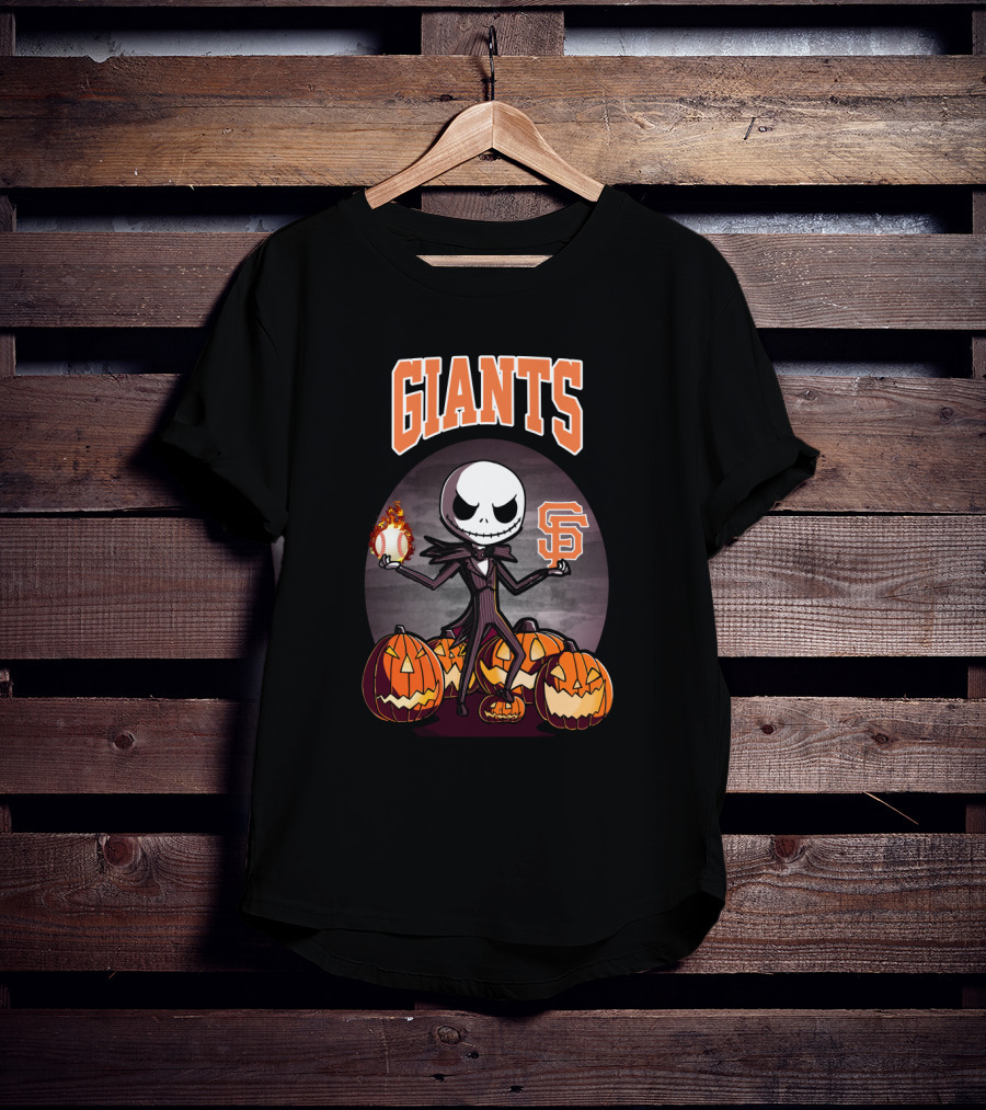 Jack Skellington Giants Halloween San Francisco Baseball Pumpkins T-Shirt
