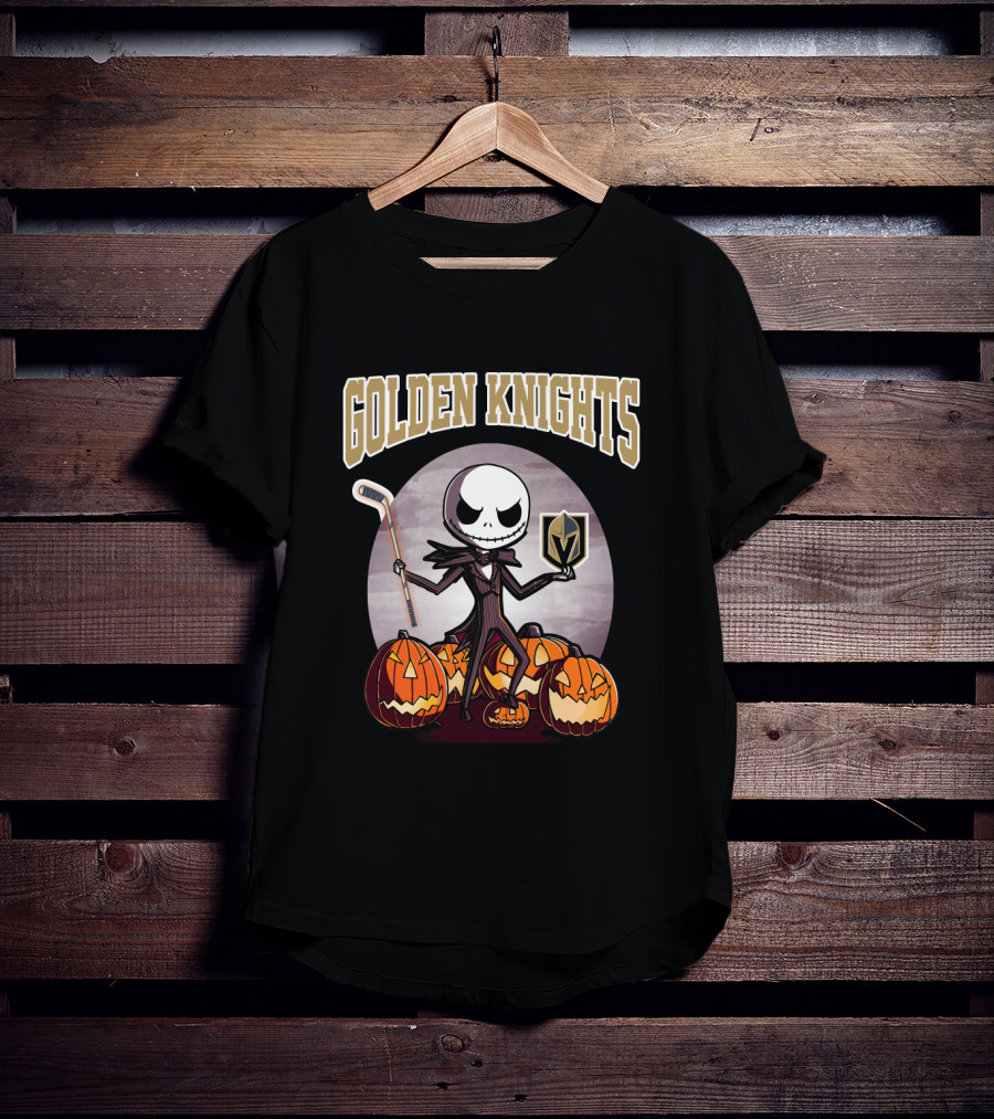 Golden Knights Halloween Jack Skeleton With Vegas Hockey T-Shirt