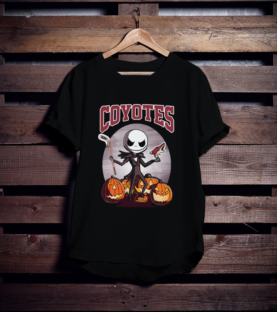 Jack Skellington Arizona Coyotes Hockey Halloween Pumpkins T-Shirt