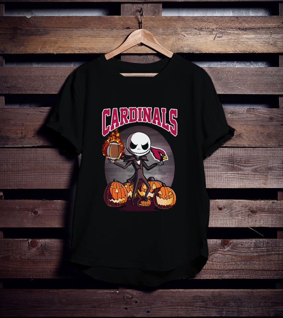 Jack Skellington Cardinals Halloween Arizona Pumpkin Football T-Shirt
