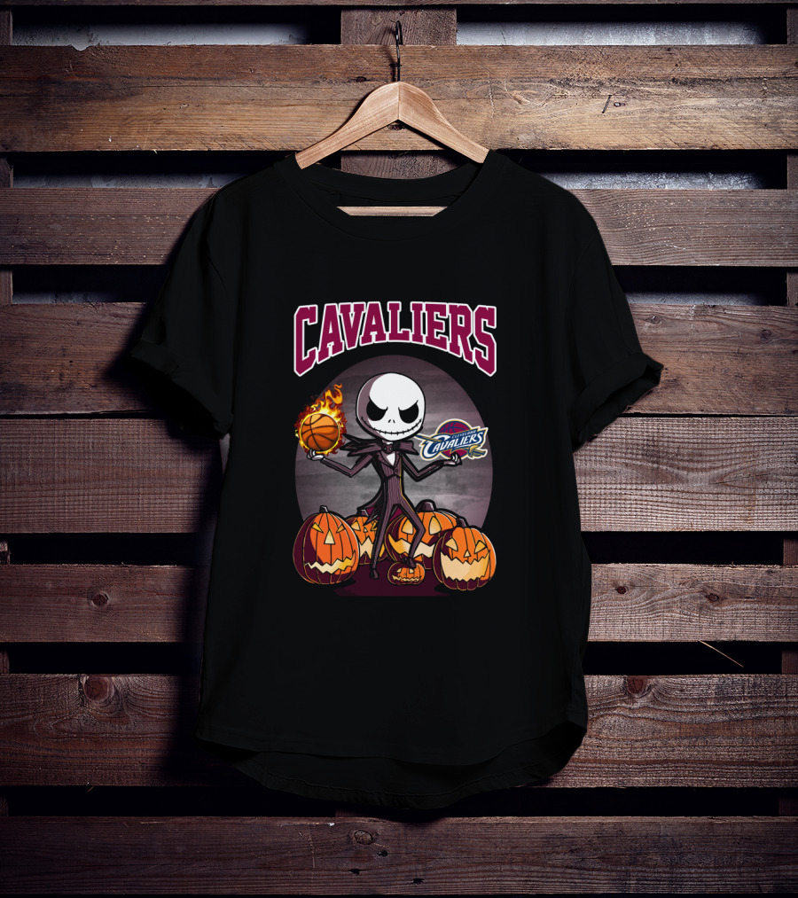 Cavaliers Jack Skellington Halloween Basketball Pumpkins Cleveland Fan T-Shirt
