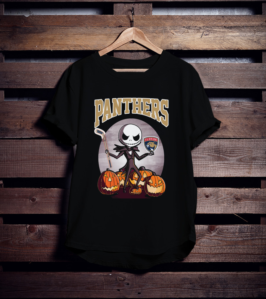 Panthers Jack Skellington Florida Hockey Halloween Pumpkins T-Shirt