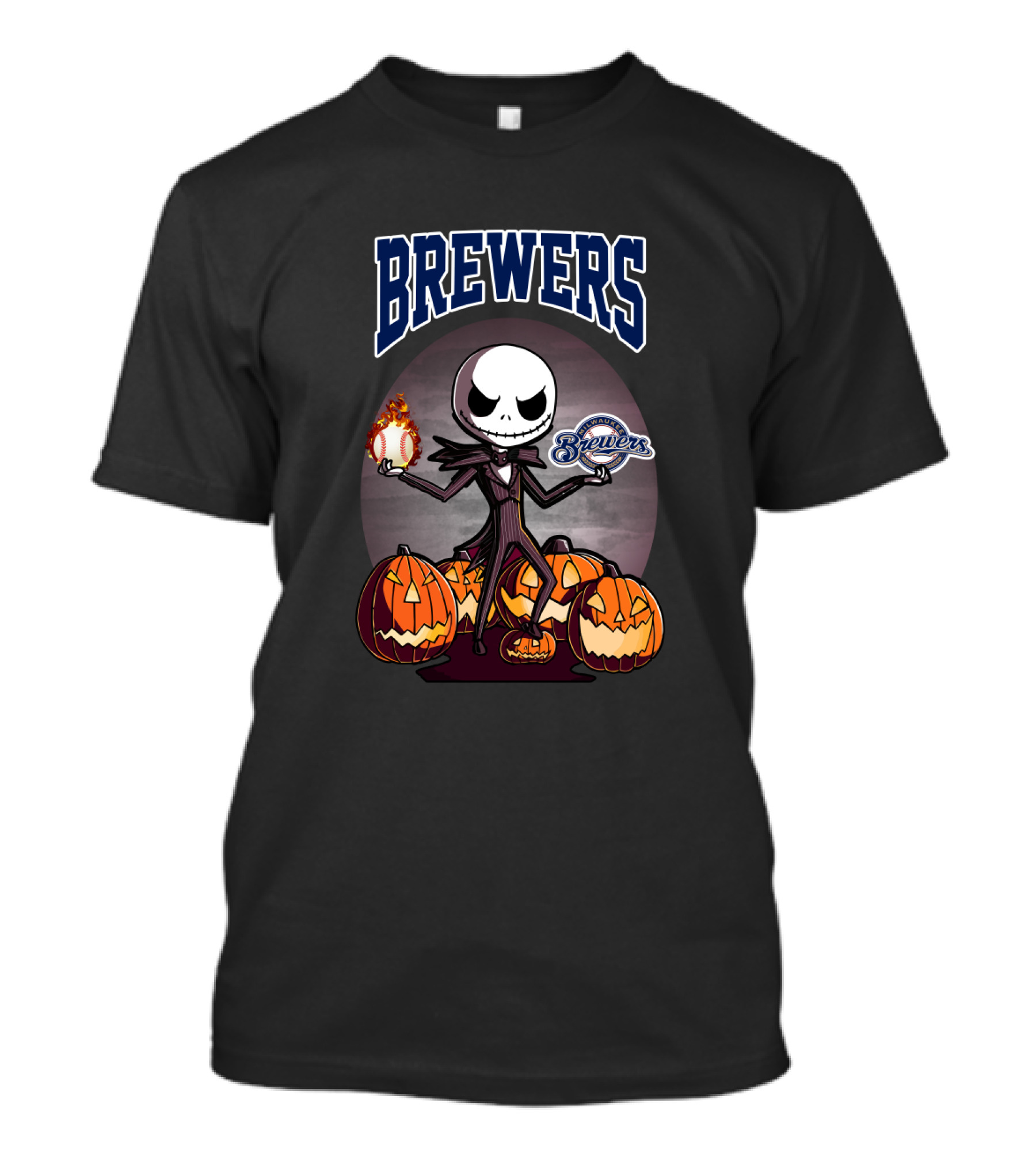 Brewers Jack Skellington Halloween Theme With Pumpkins T-Shirt