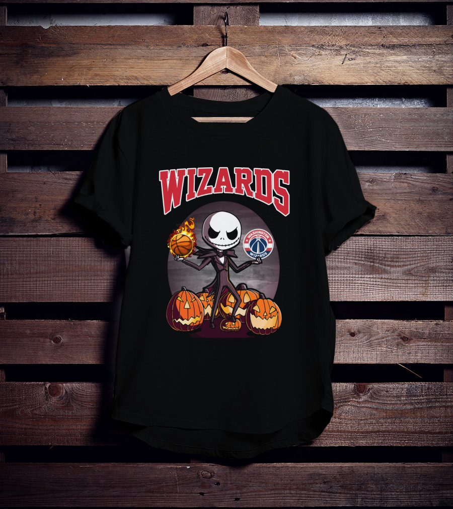 Jack Skellington Halloween Washington Wizards Basketball With Pumpkins T-Shirt