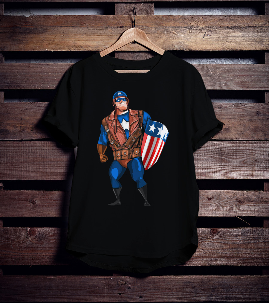 Mr. Incredible Bob Parr Captain America Shield Stars Comic Crossover T-Shirt