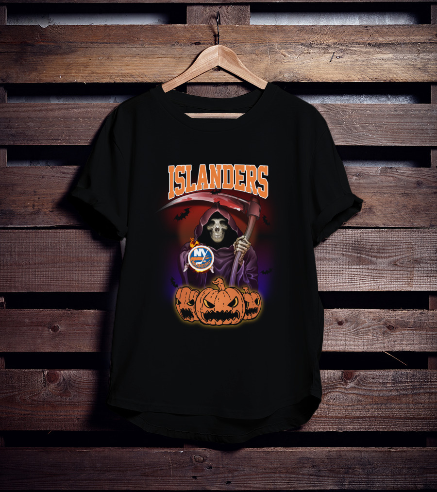 New York Islanders Grim Reaper Halloween Pumpkins T-Shirt