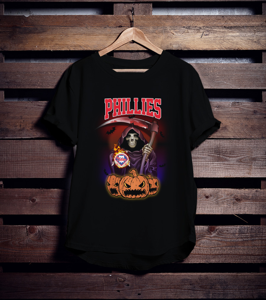 Phillies Reaper With Scythe And Pumpkins Halloween T-Shirt