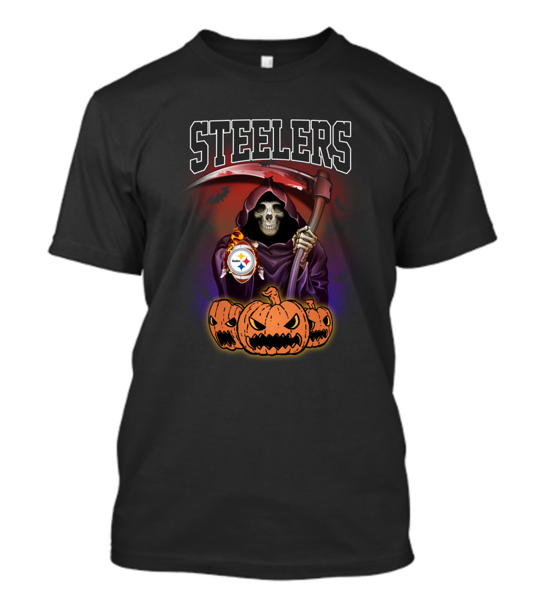 Steelers Grim Reaper Halloween Pumpkins NFL Team Spirit T-Shirt
