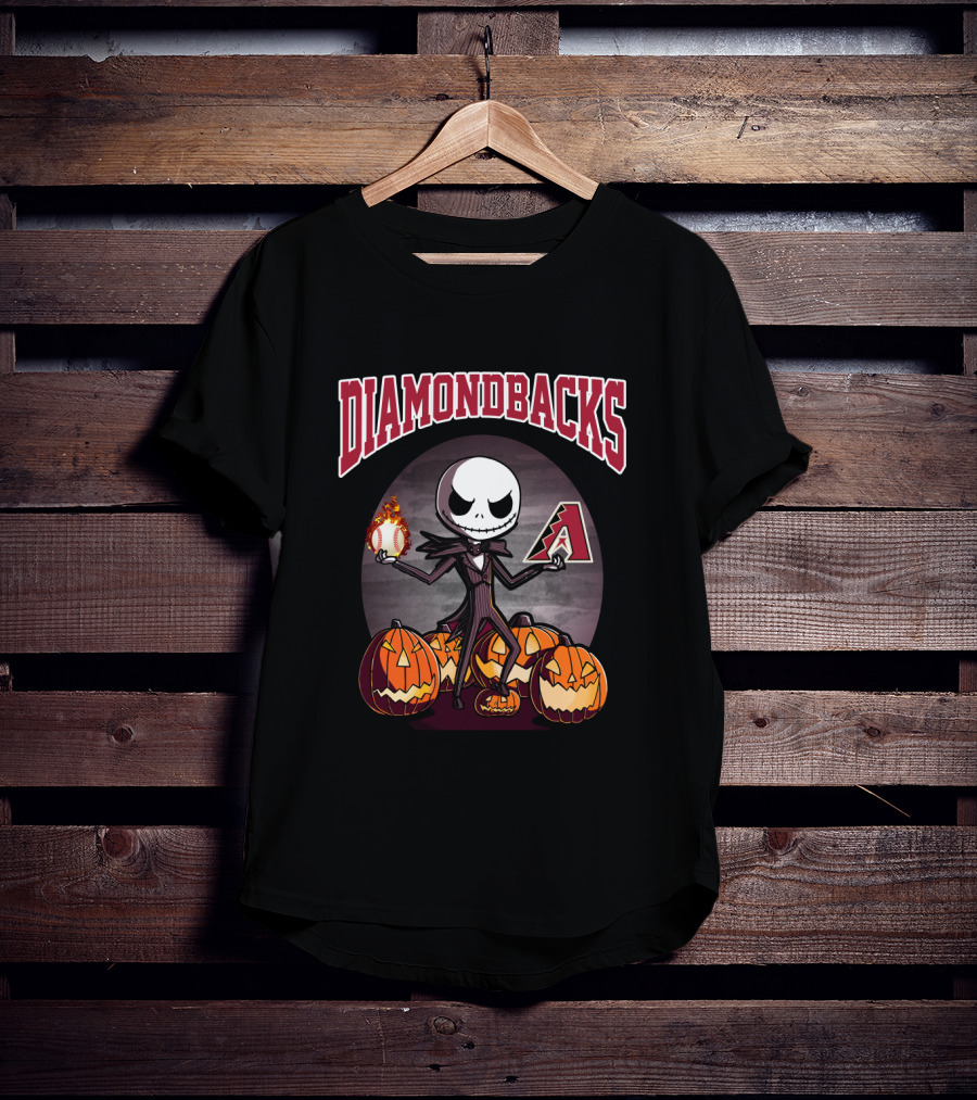 Diamondbacks Halloween Baseball Character With Pumpkins And Flame Ball T-Shirt