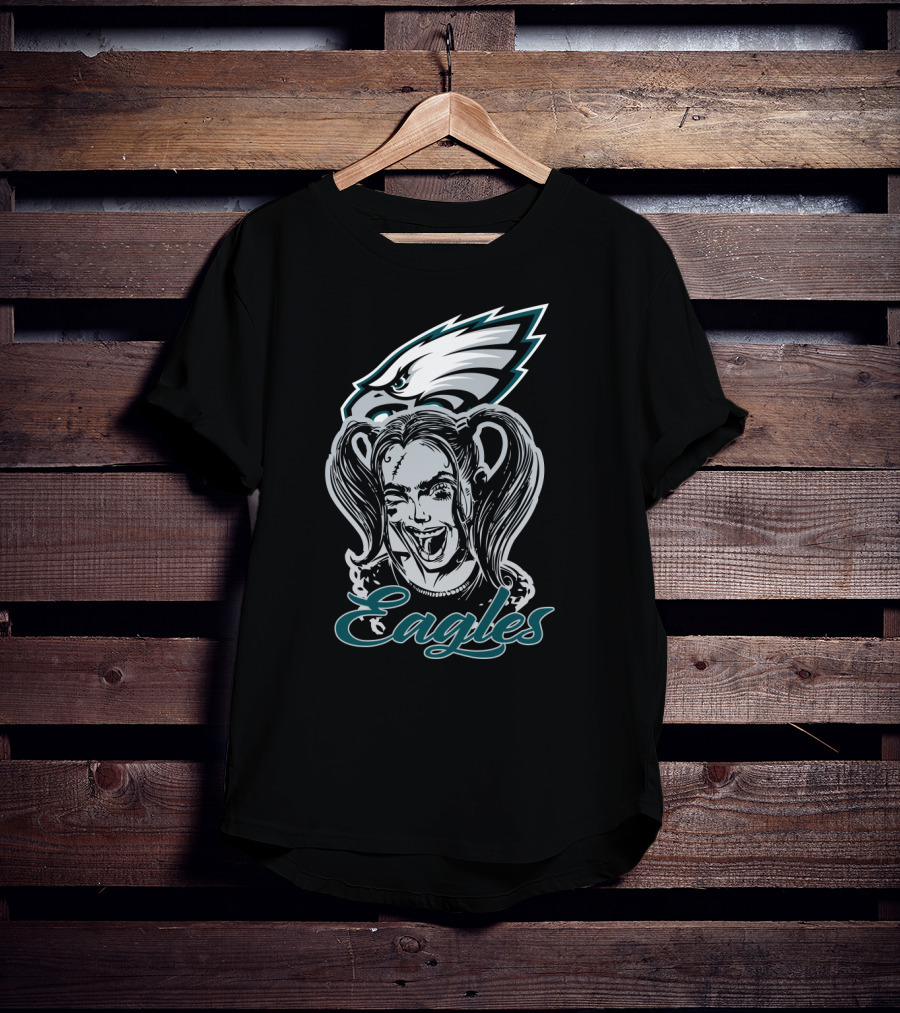 Harley Quinn Eagles Fan With Philadelphia Eagles T-Shirt
