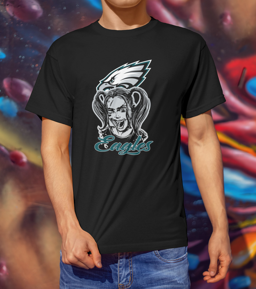 Harley Quinn Eagles Fan With Philadelphia Eagles T-Shirt