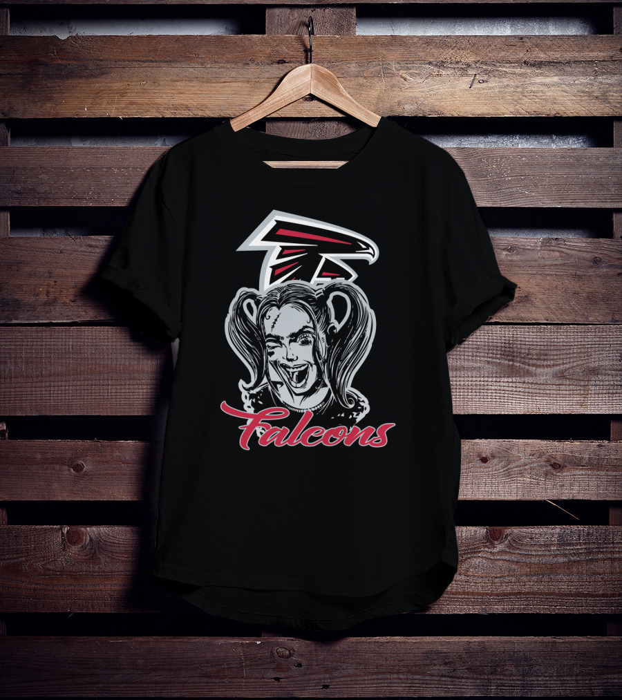 Harley Quinn And Atlanta Falcons Logo Fans Falcons T-Shirt