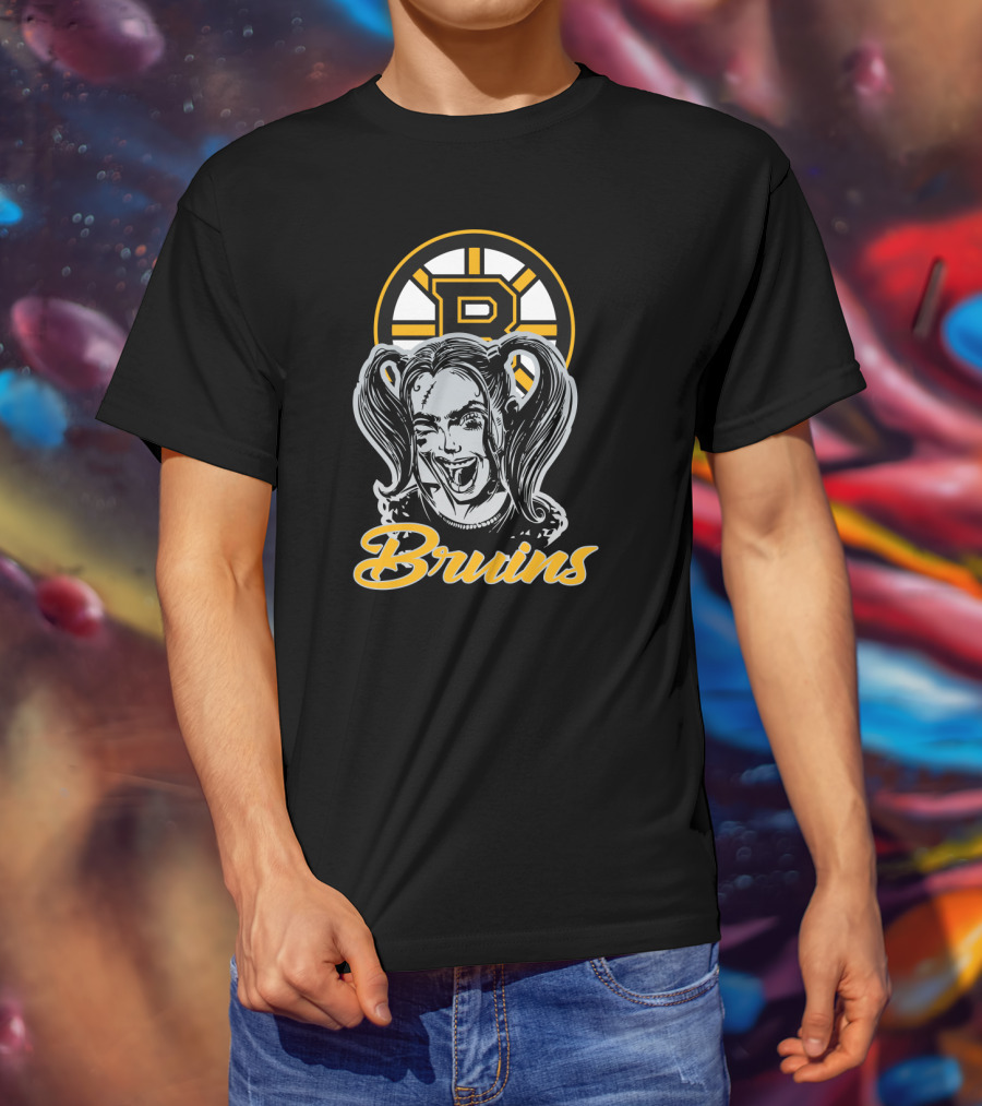Harley Quinn Meets Bruins Fanatic With Iconic Boston Bruins T-Shirt
