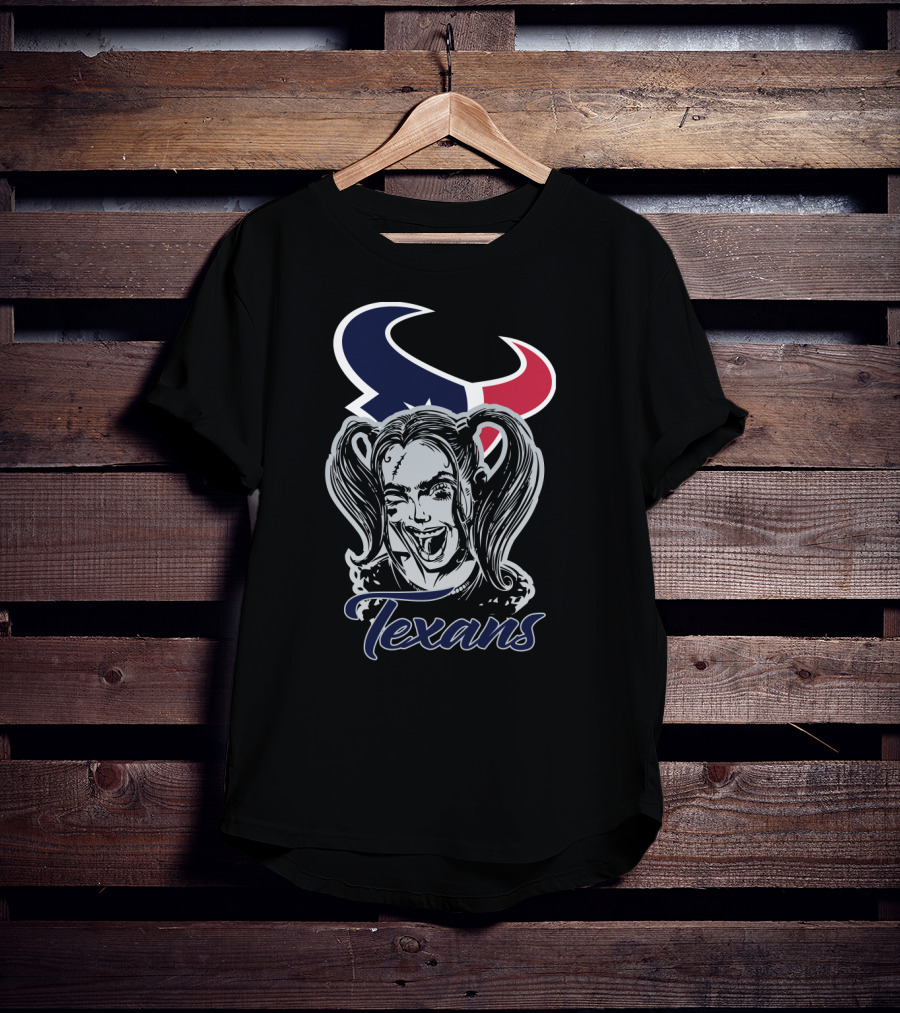 Harley Quinn Texans Fans Logo Face T-Shirt